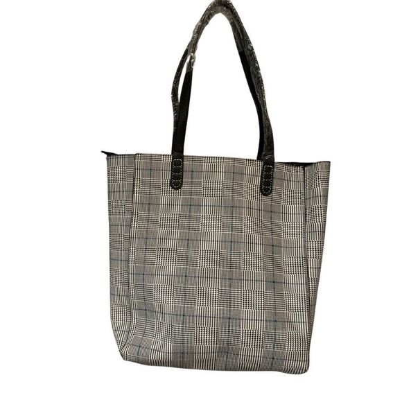 Folli Follie Black and White Checkered Plaid Tote Bag - Picture 6 of 7